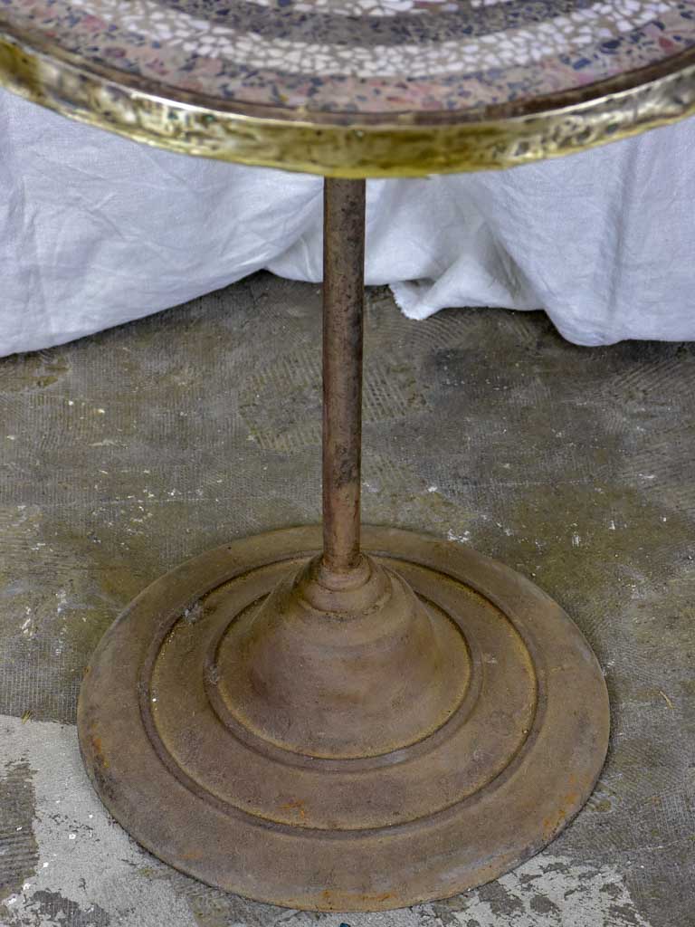 Antique French bistro table with mosaic top
