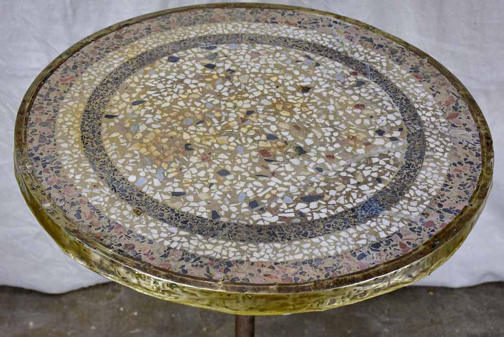 Antique French bistro table with mosaic top