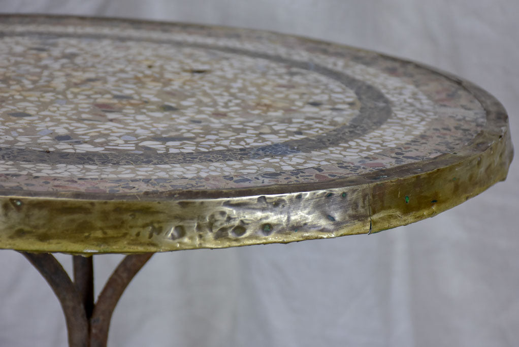 Antique French bistro table with mosaic top