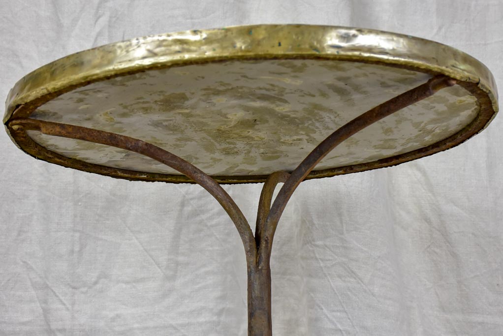 Antique French bistro table with mosaic top