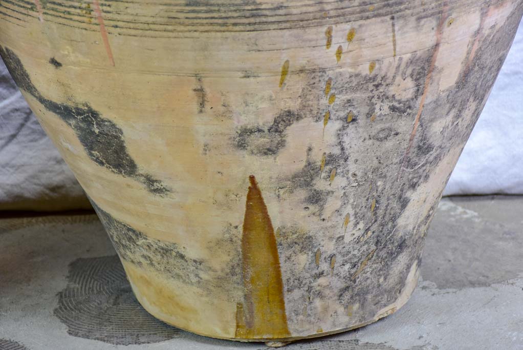 Two very large Spanish terracotta olive pots with four handles 28"