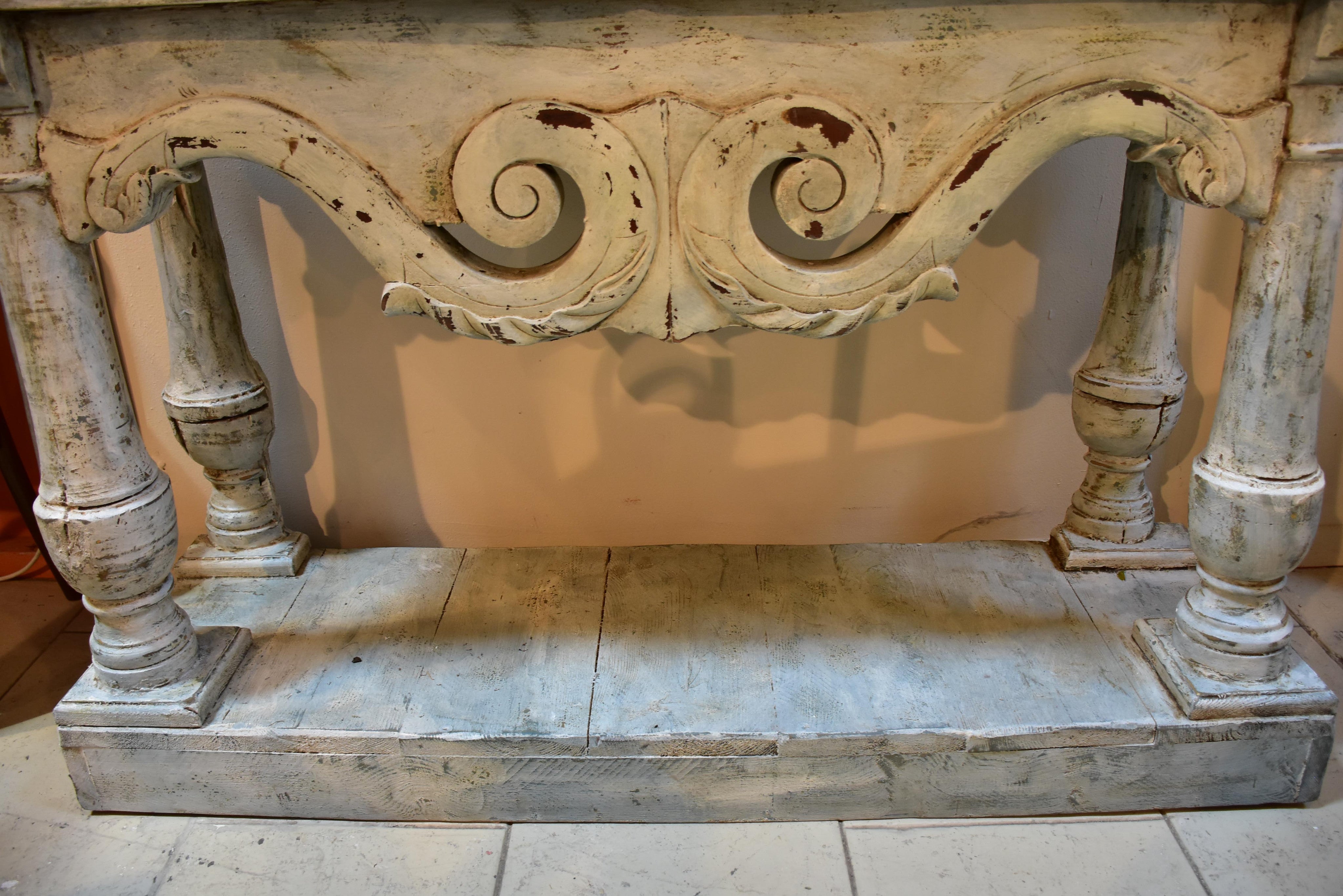 French console with white patina