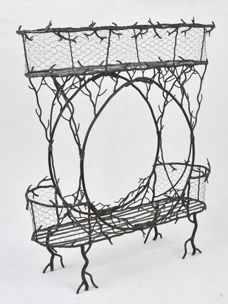 Early 20th century wrought iron pot plant stand with black patina 37¾"
