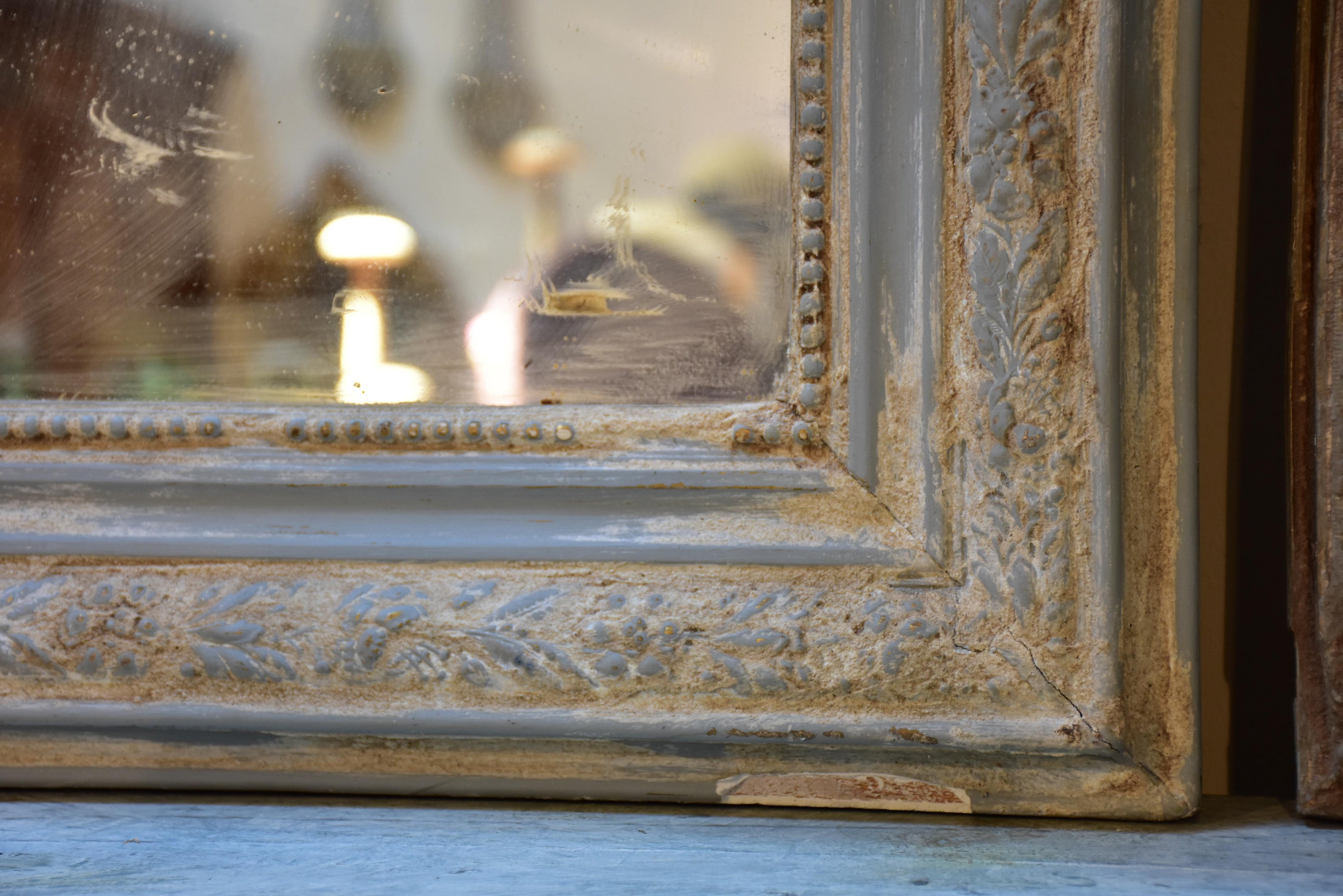 Large 19th century Louis Philippe mirror with white patina