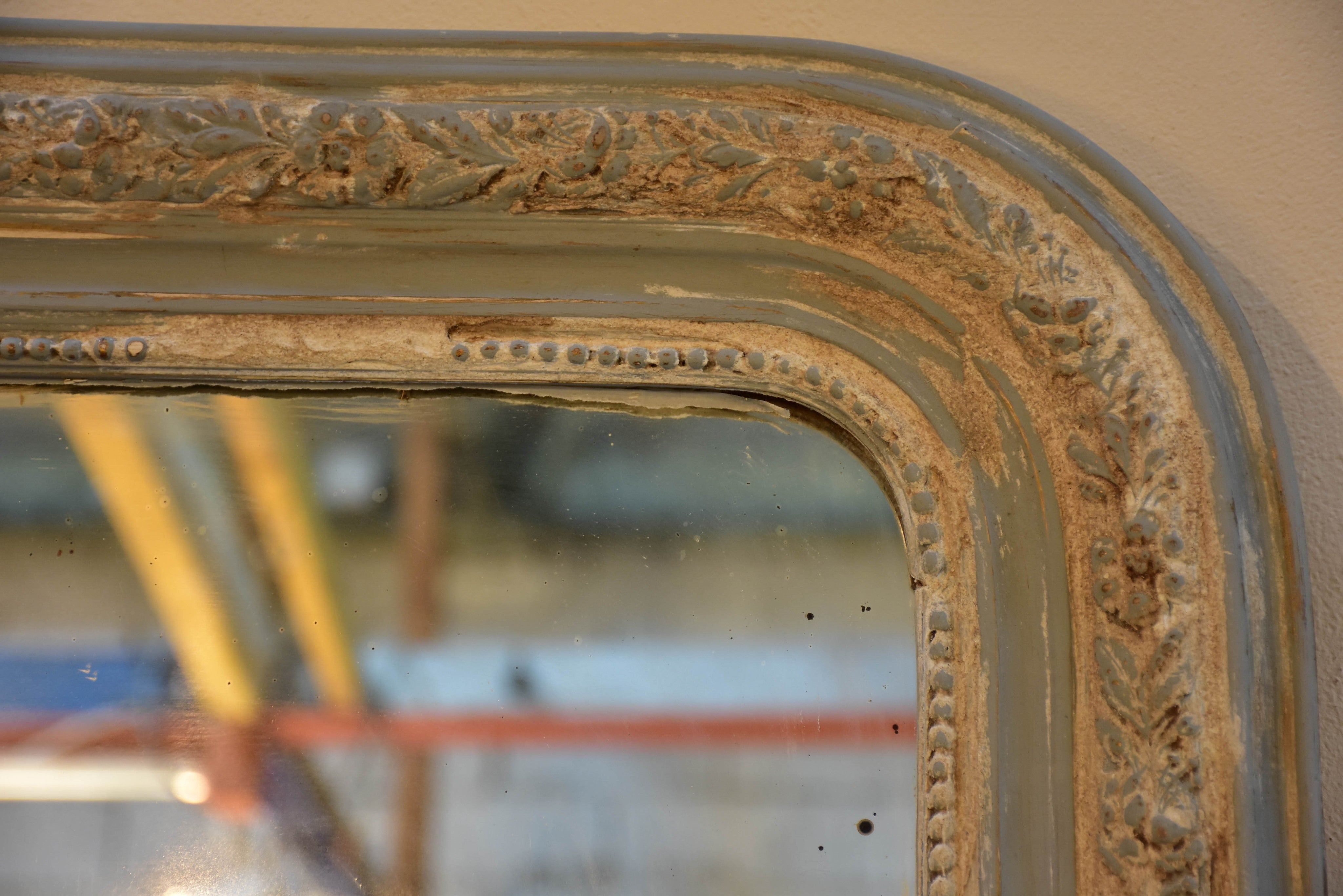 Large 19th century Louis Philippe mirror with white patina
