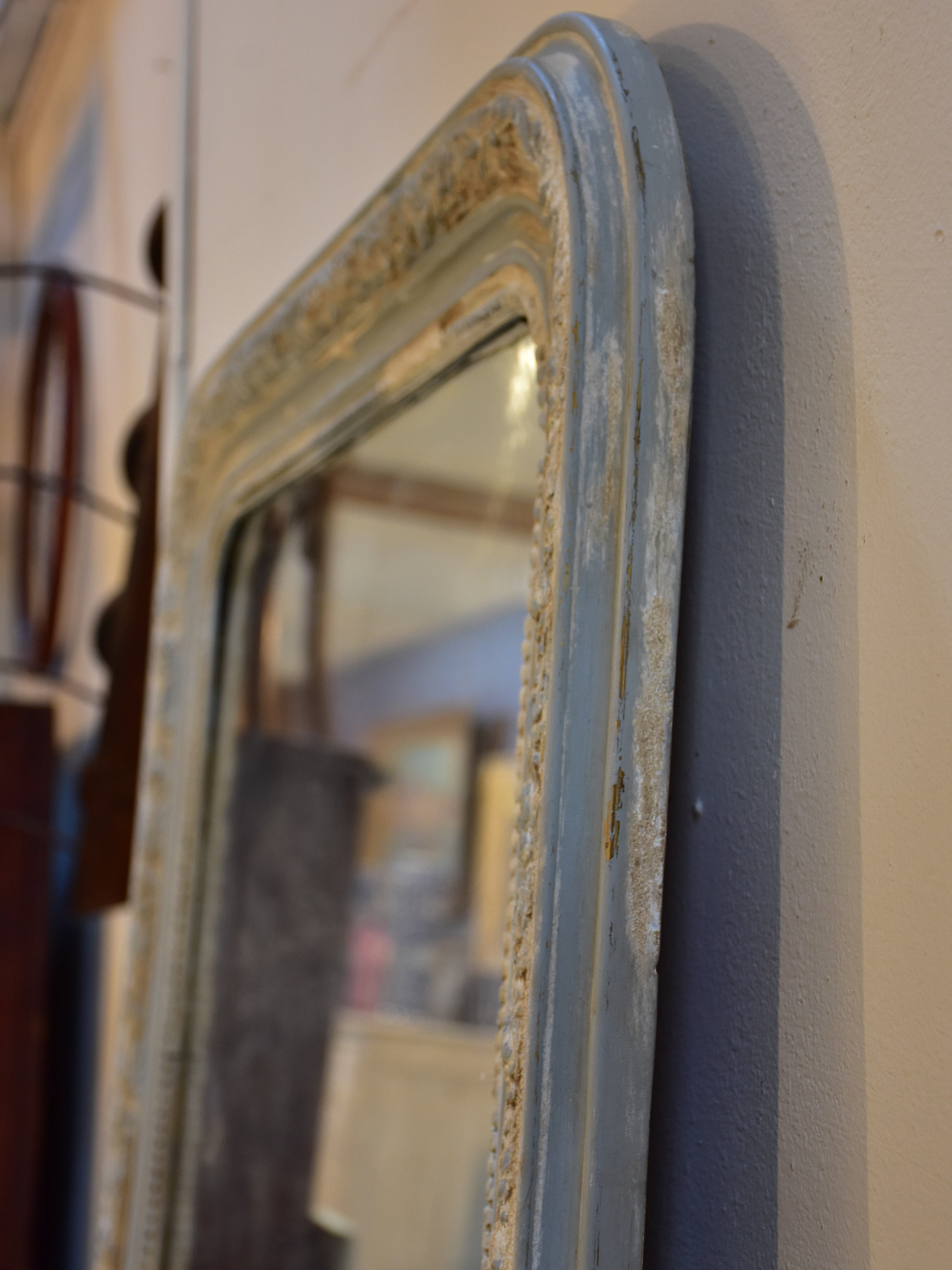Large 19th century Louis Philippe mirror with white patina