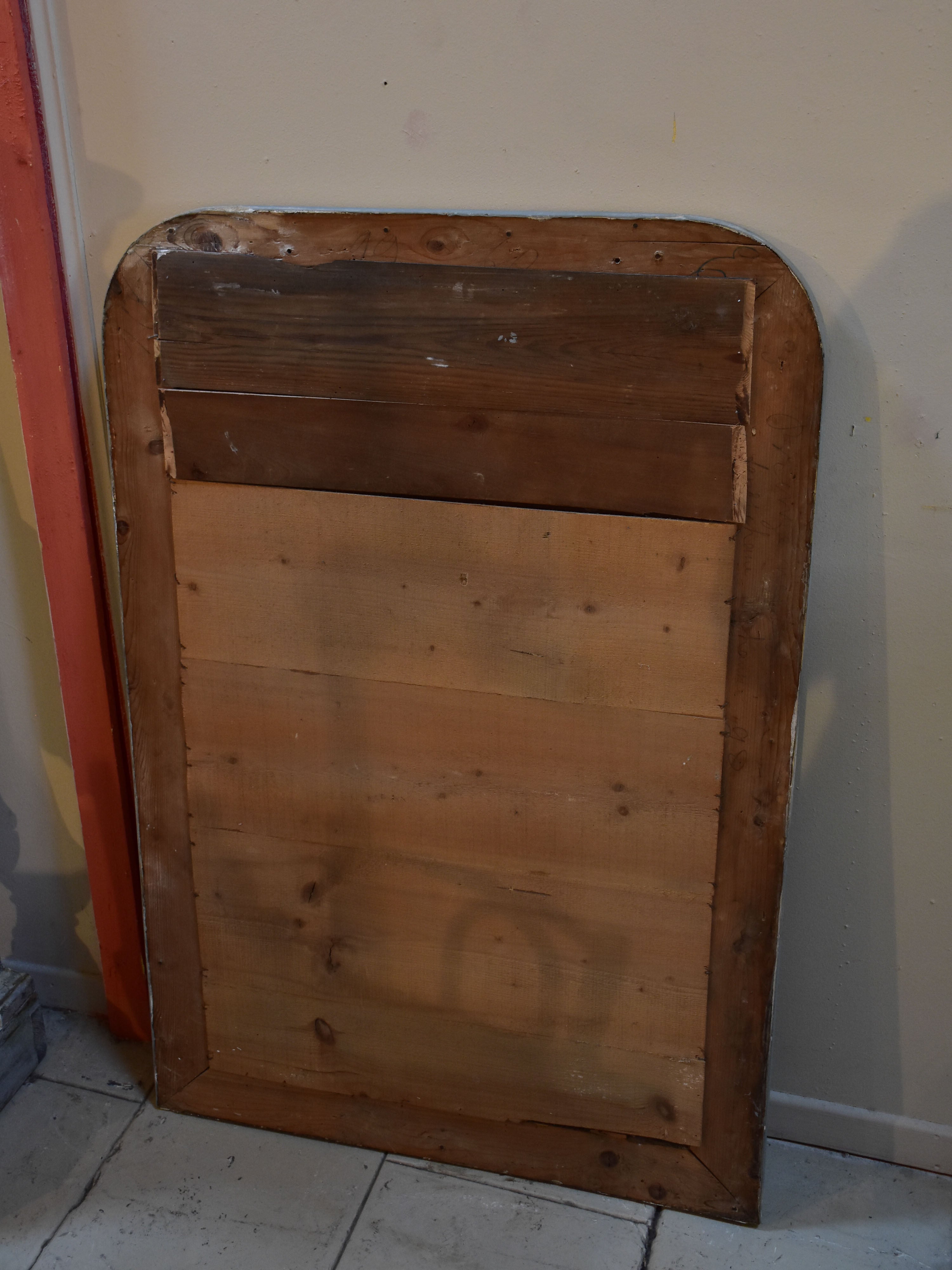 Large 19th century Louis Philippe mirror with white patina