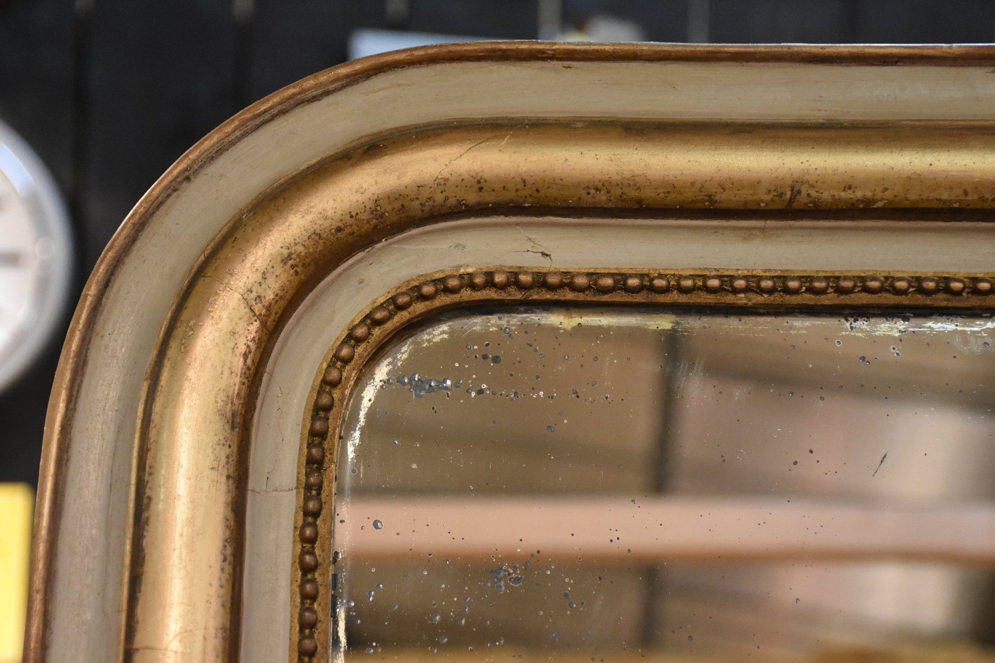 Large mirror, Louis Philippe, grey and gold, 1850s