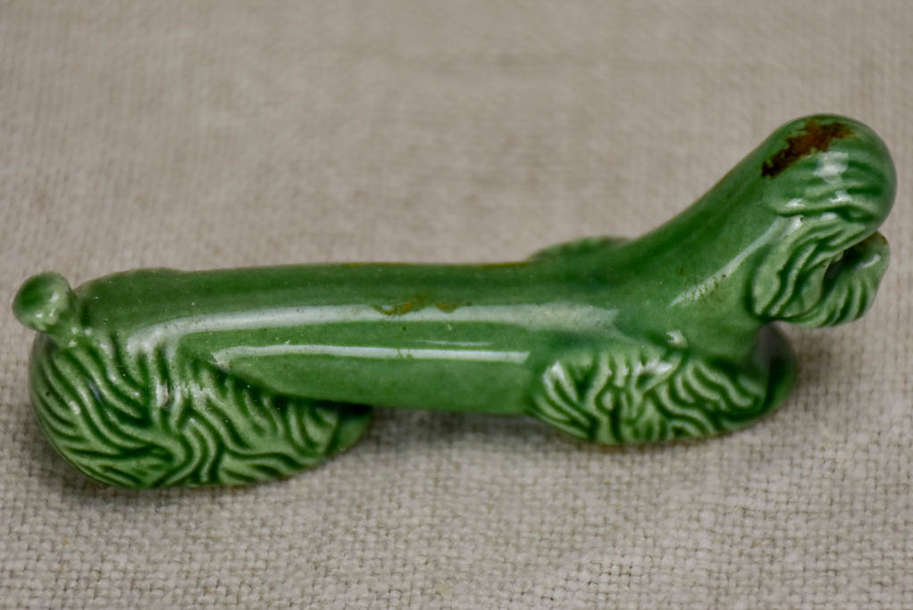 Set of twelve mid century knife rests - green poodles