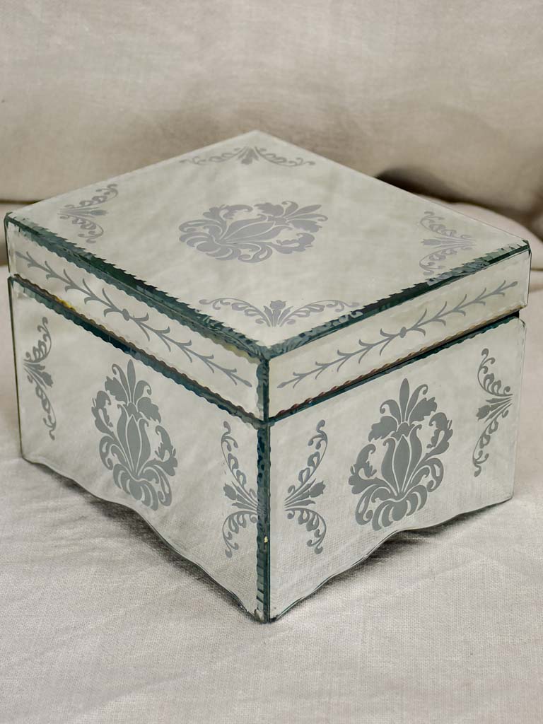 Two mid century glass jewelry boxes