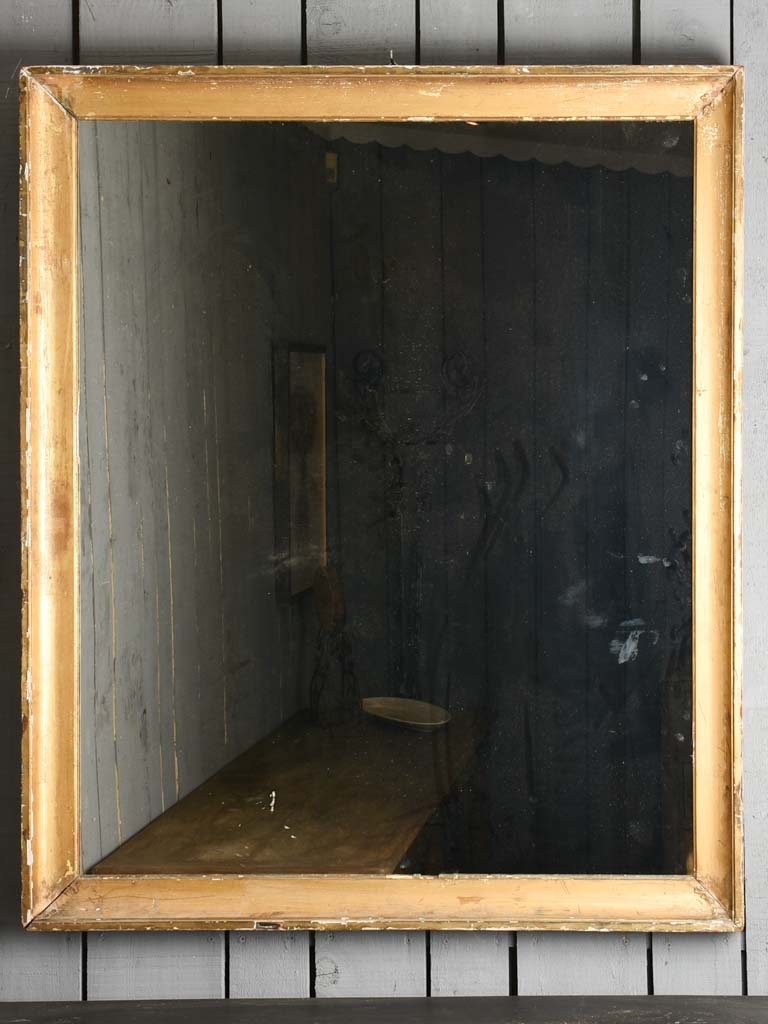 Large 19th century rectangular mirror with gilded frame 51¼" x 43¼"