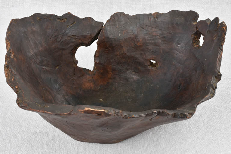 Primitive free form wooden fruit bowl 15¼"