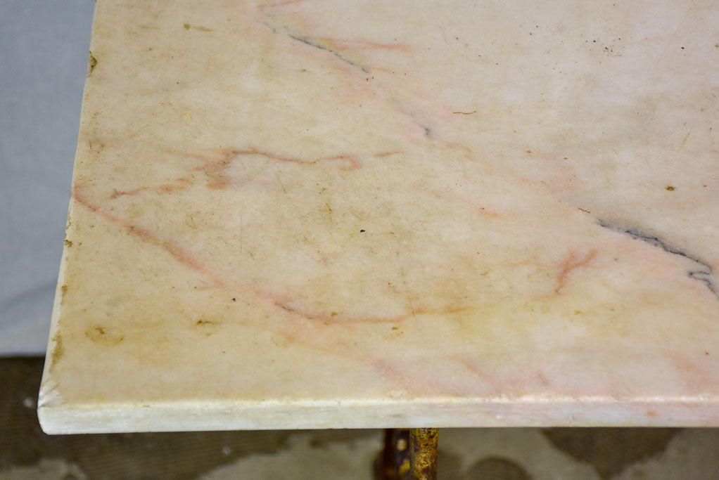 Antique French garden table with marble top - rectangular 40½" x 24½"