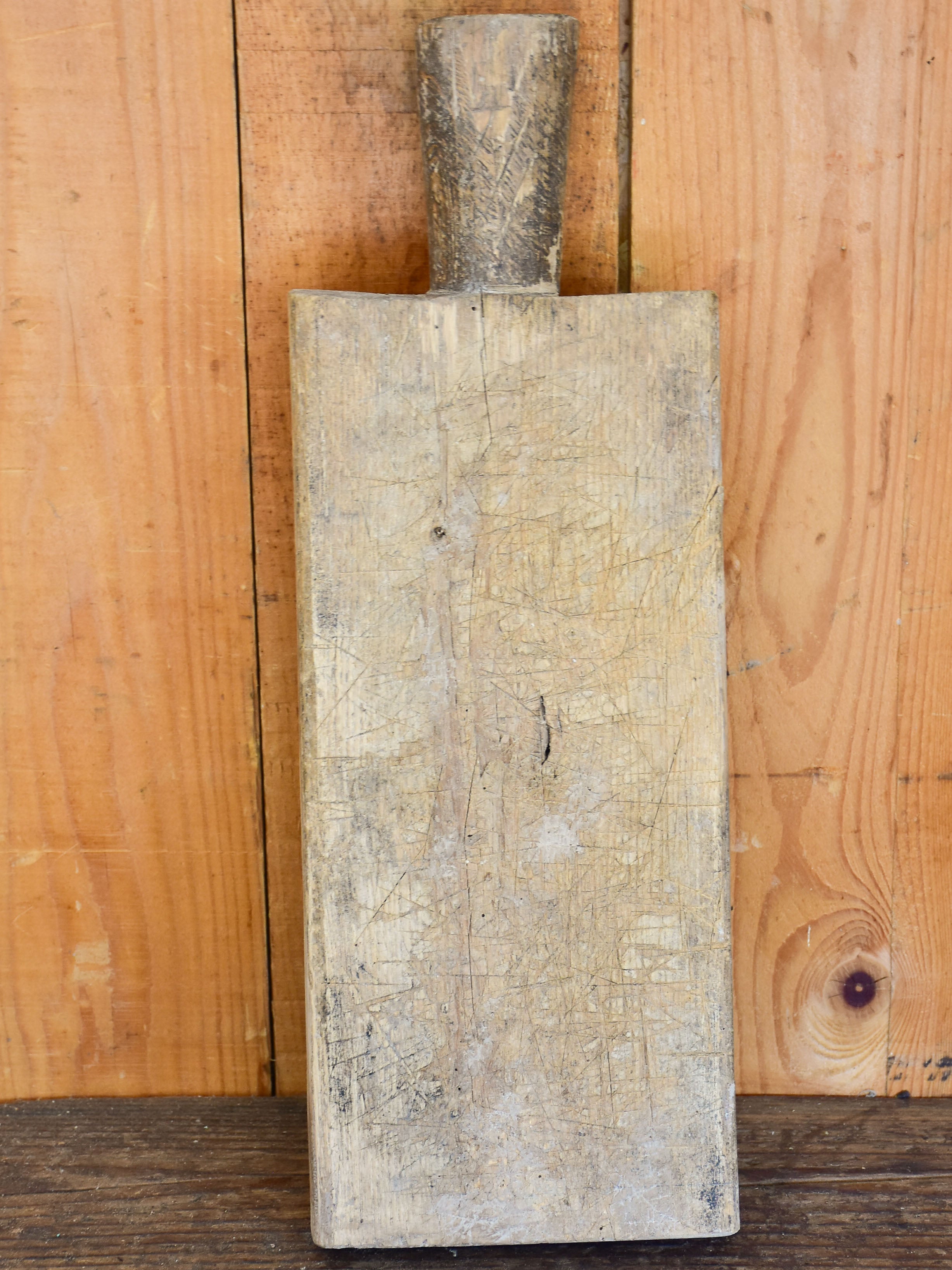 Small antique French cutting board with round handle