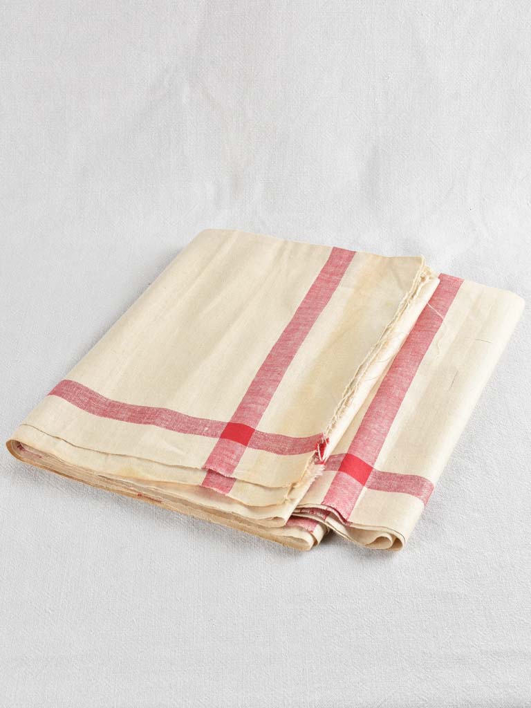 Aged discolored French pillow material