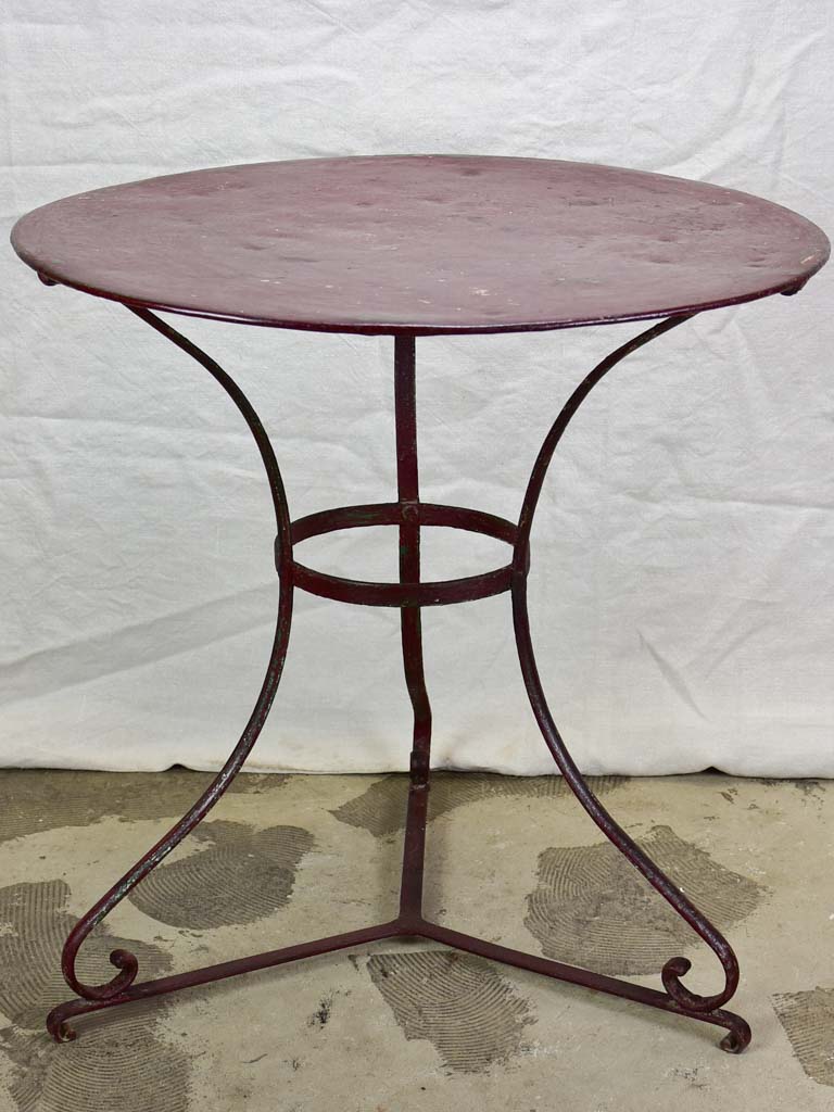 Antique French garden table with burgundy patina 27½"