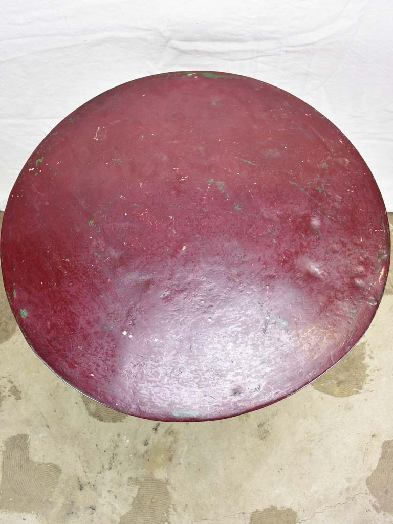 Antique French garden table with burgundy patina 27½"