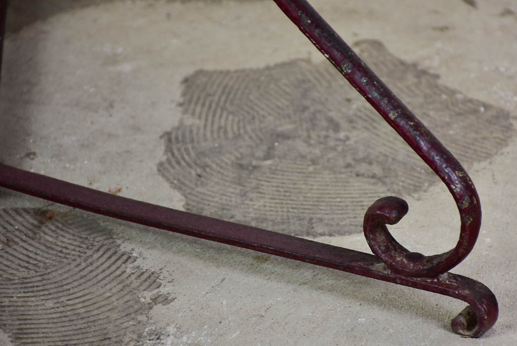 Antique French garden table with burgundy patina 27½"