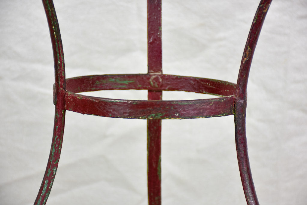 Antique French garden table with burgundy patina 27½"