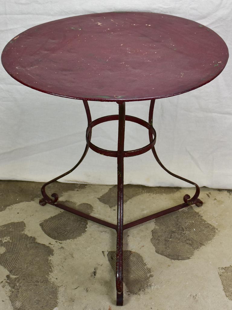 Antique French garden table with burgundy patina 27½"