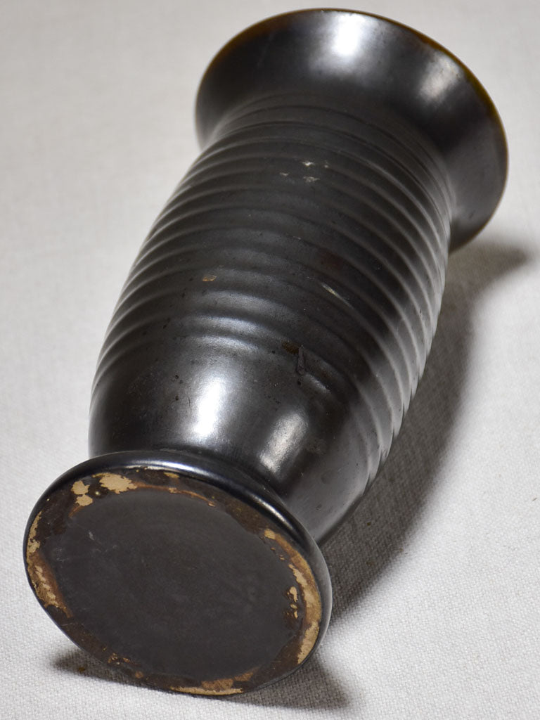 1960's ceramic vase from Vallauris with black glaze 8¼"
