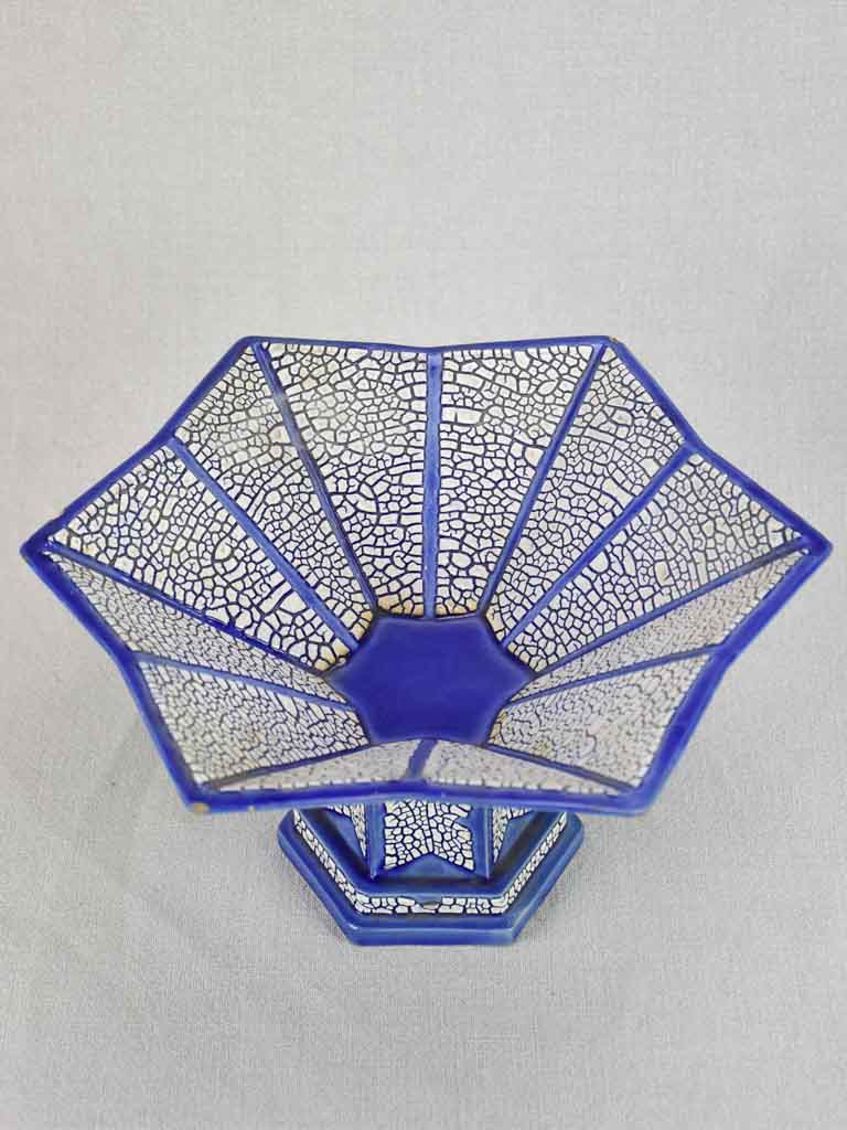 Crackled blue and white porcelain bowl