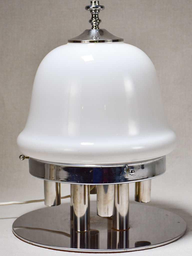 1960s Italian chrome and opaque glass table lamp 16½"