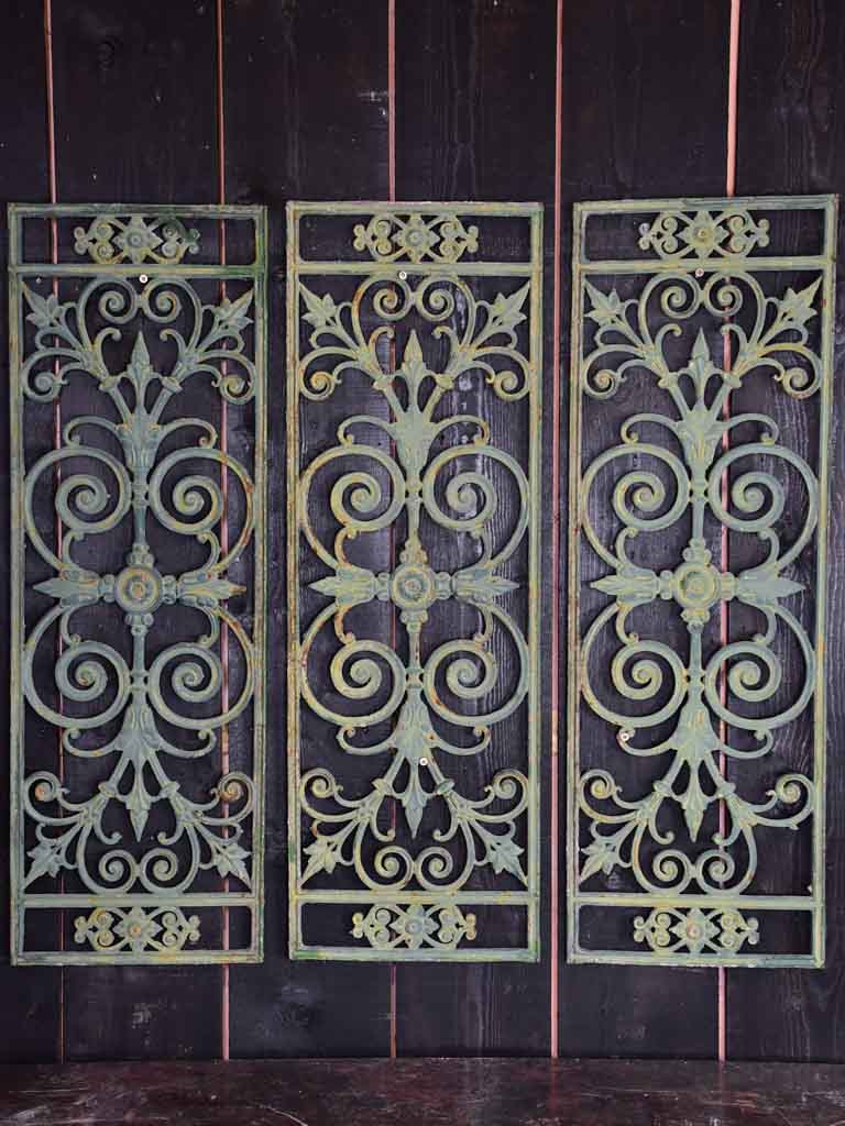 Set of 3 Napoleon III cast iron balcony balustrades 44½" x 15"