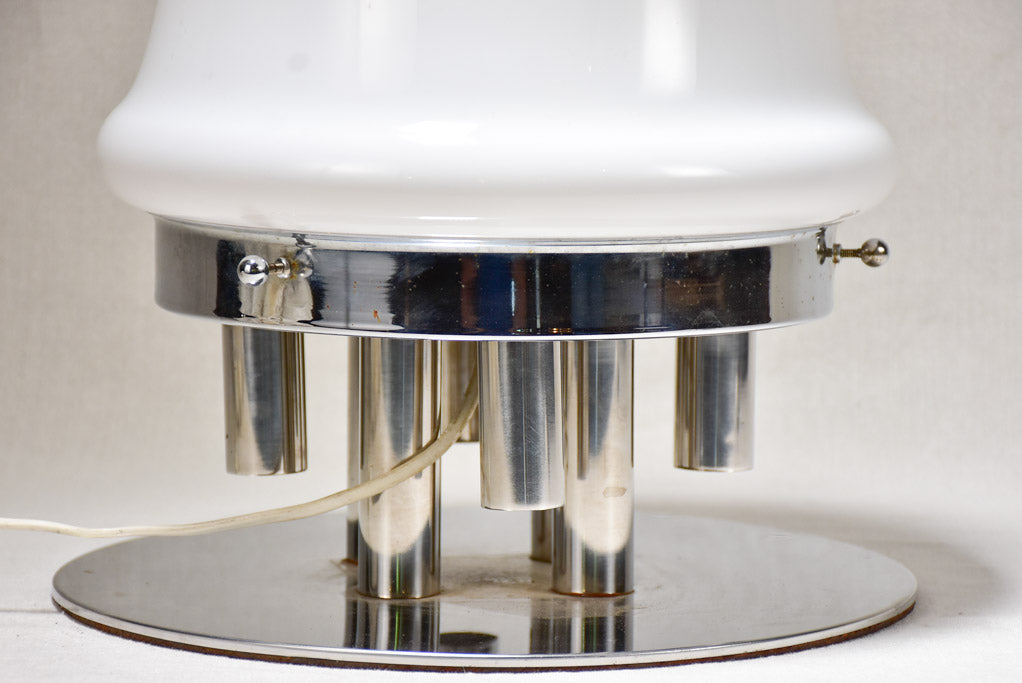 1960s Italian chrome and opaque glass table lamp 16½"