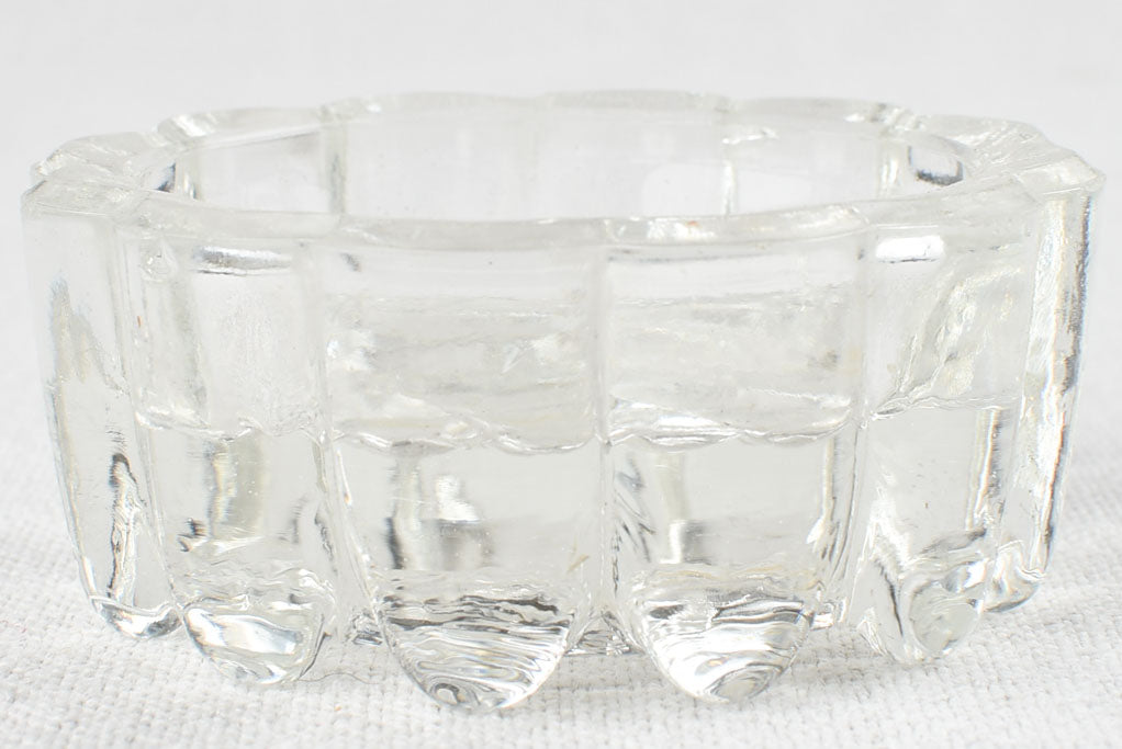 Set of four vintage French glass table risers - small