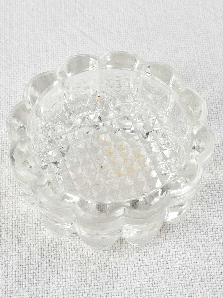 Set of four vintage French glass table risers - small