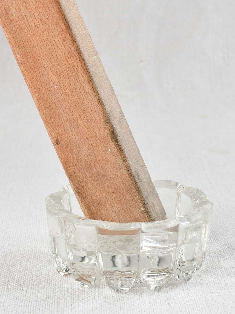 Set of four vintage French glass table risers - small