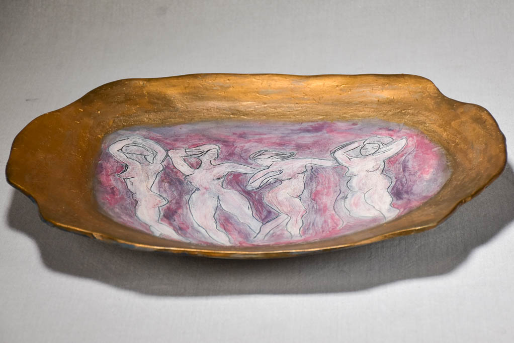 1960's platter with figures signed JG 16½"
