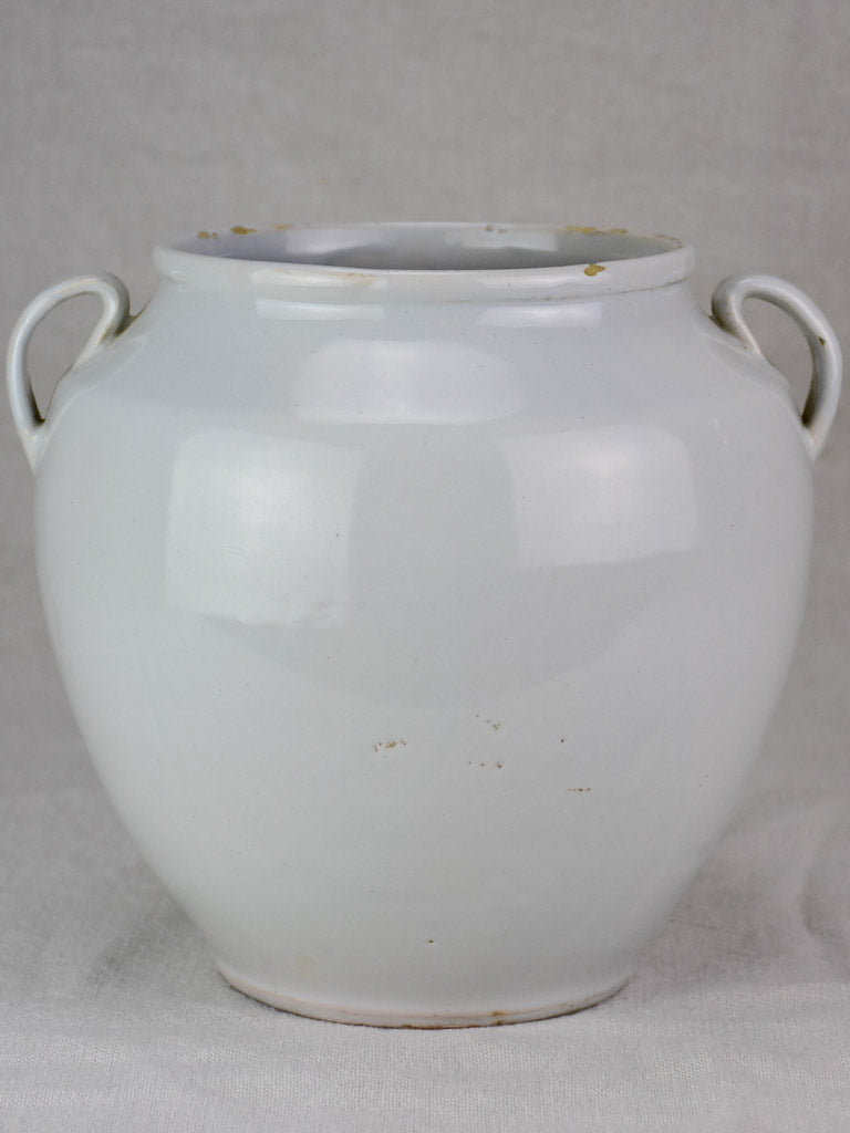 Early 20th century French preserving pot with white glaze 9½"