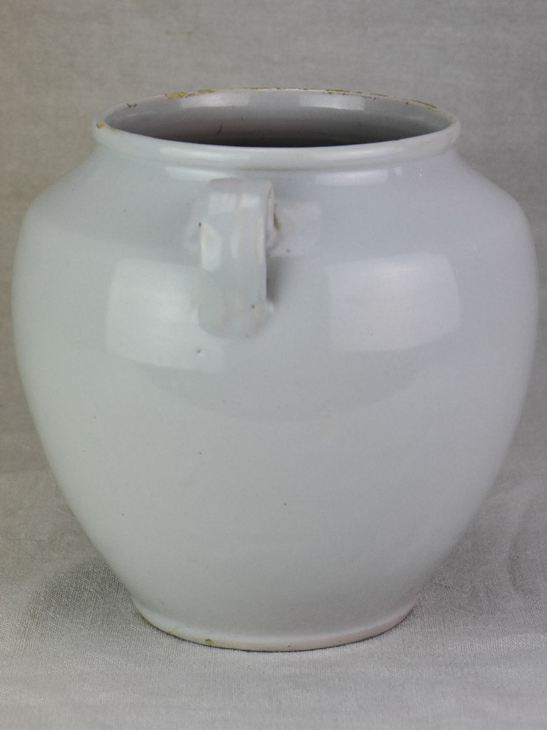 Early 20th century French preserving pot with white glaze 9½"