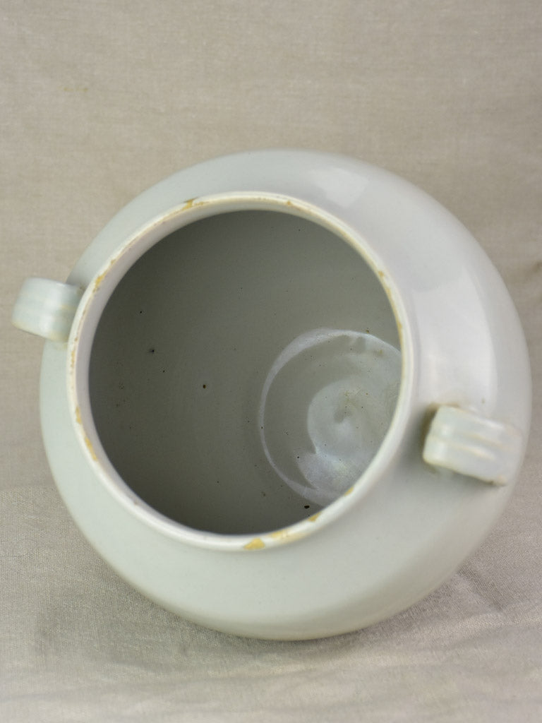 Early 20th century French preserving pot with white glaze 9½"