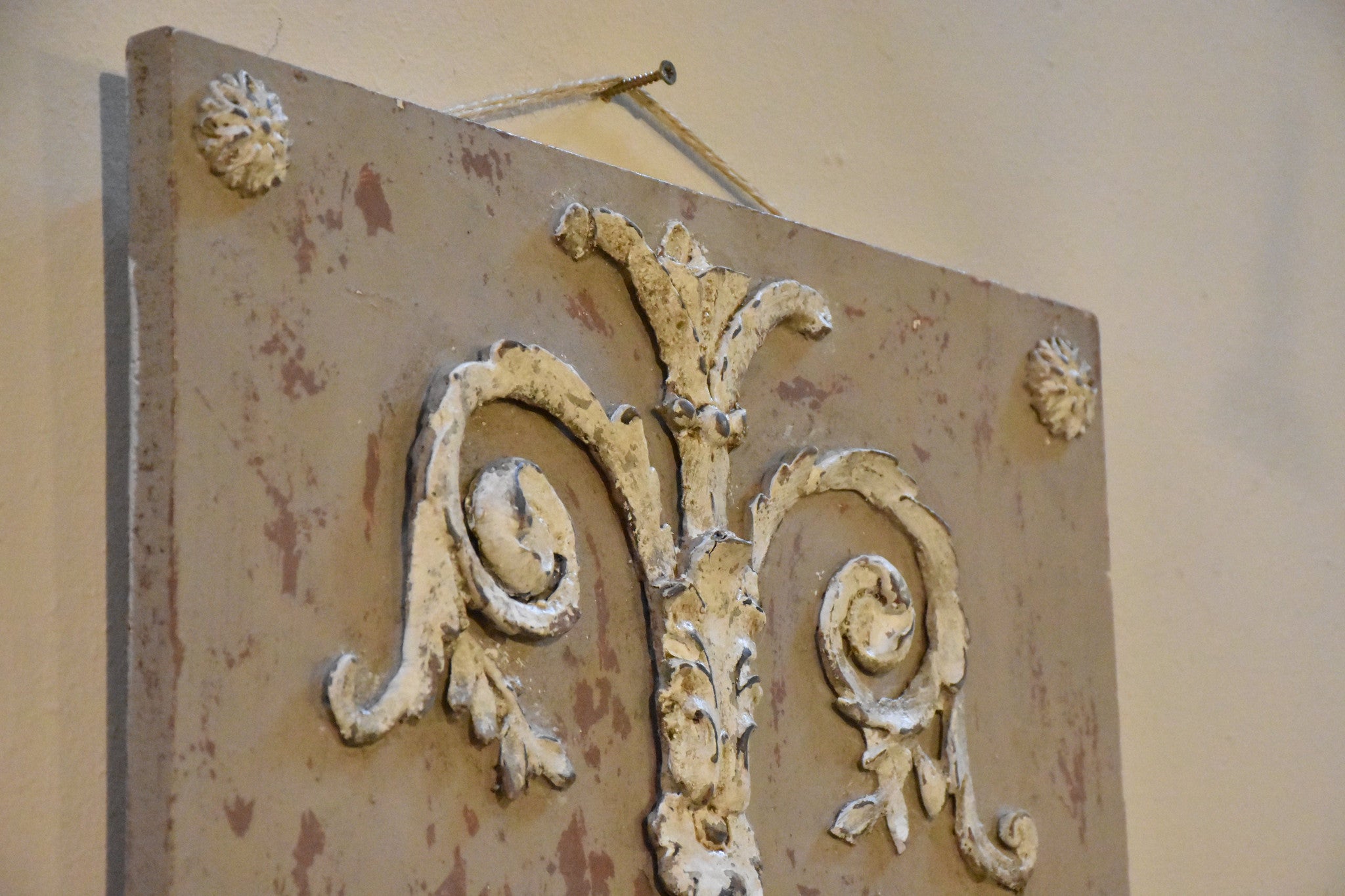 French candle wall sconce with white and grey patina