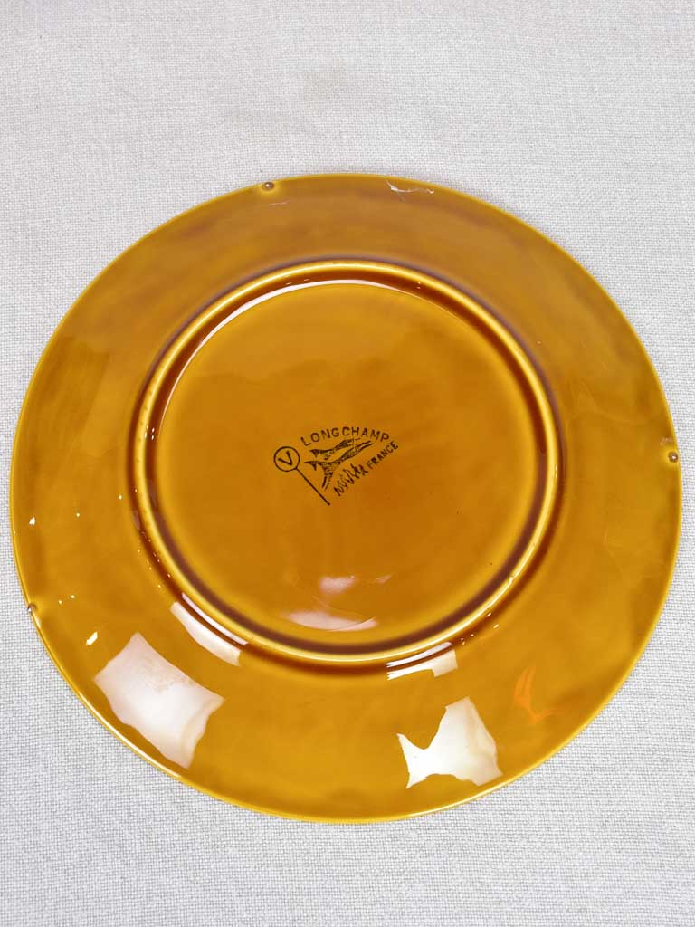 Set of eight seafood plates with pitcher Longchamp faience 9½"