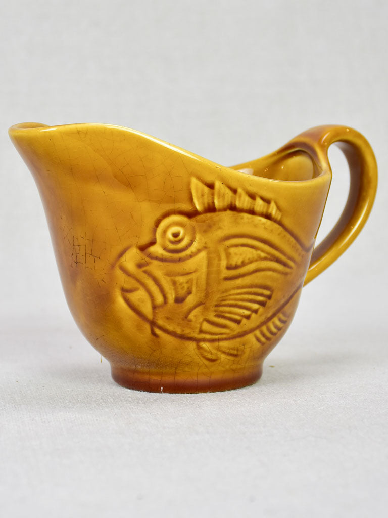 Set of eight seafood plates with pitcher Longchamp faience 9½"