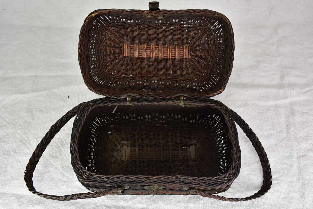 Antique French wicker lunch basket