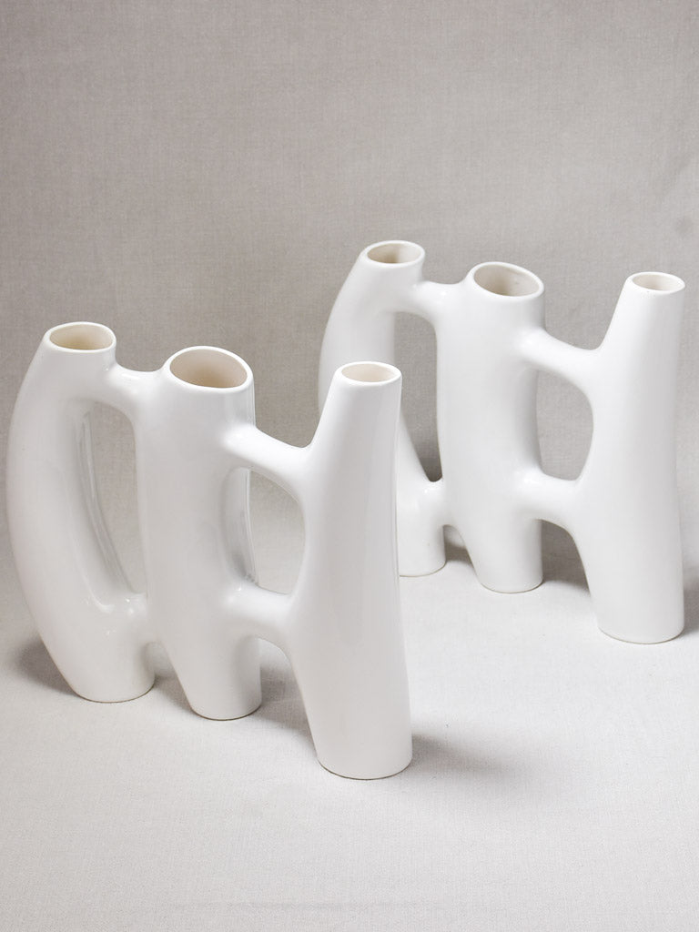 Pair of vintage modern coral-shaped ceramic vases
