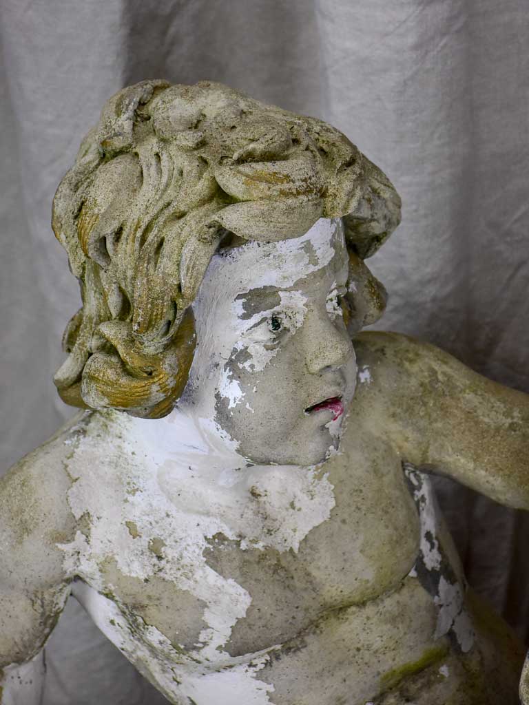Antique Italian garden sculpture - boy on a flying goose 35"