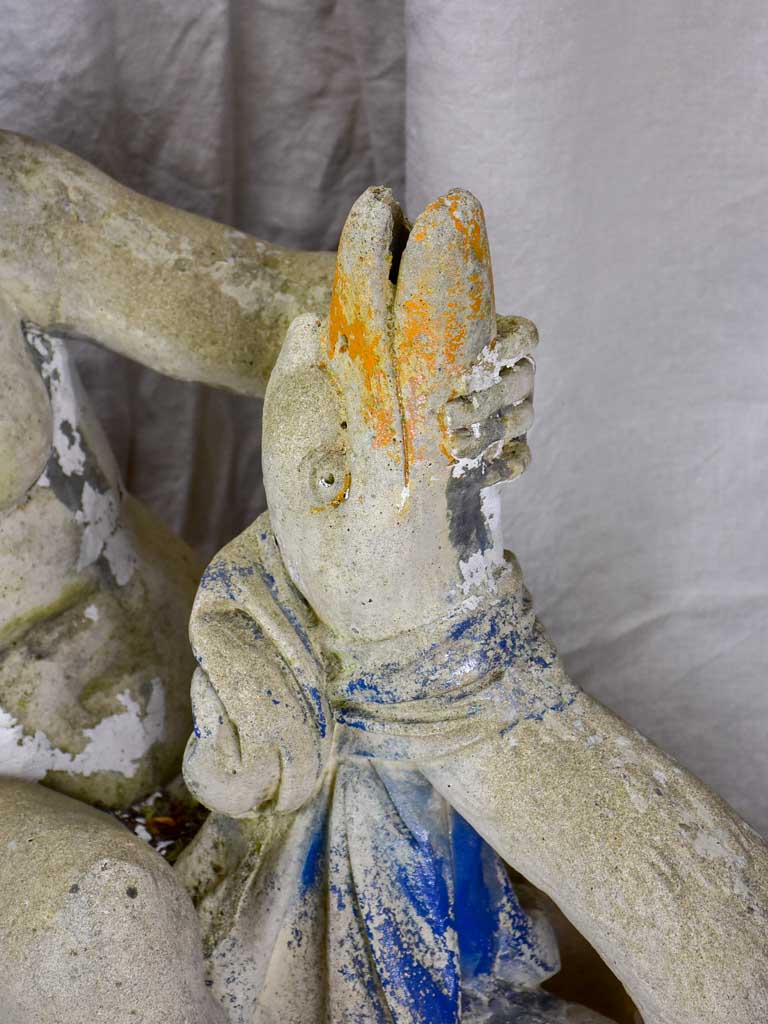 Antique Italian garden sculpture - boy on a flying goose 35"