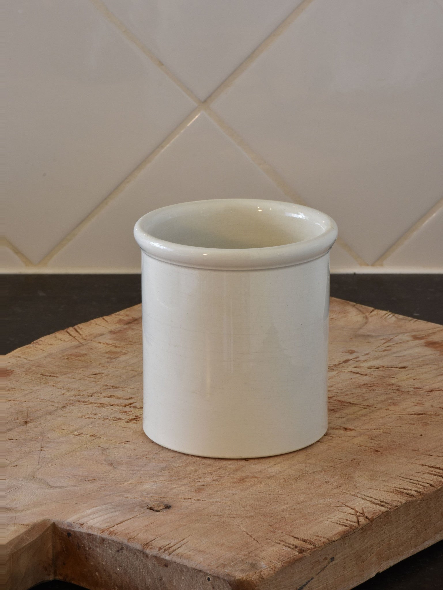 4"? French ironstone preserving jar - late 19th century 1/2