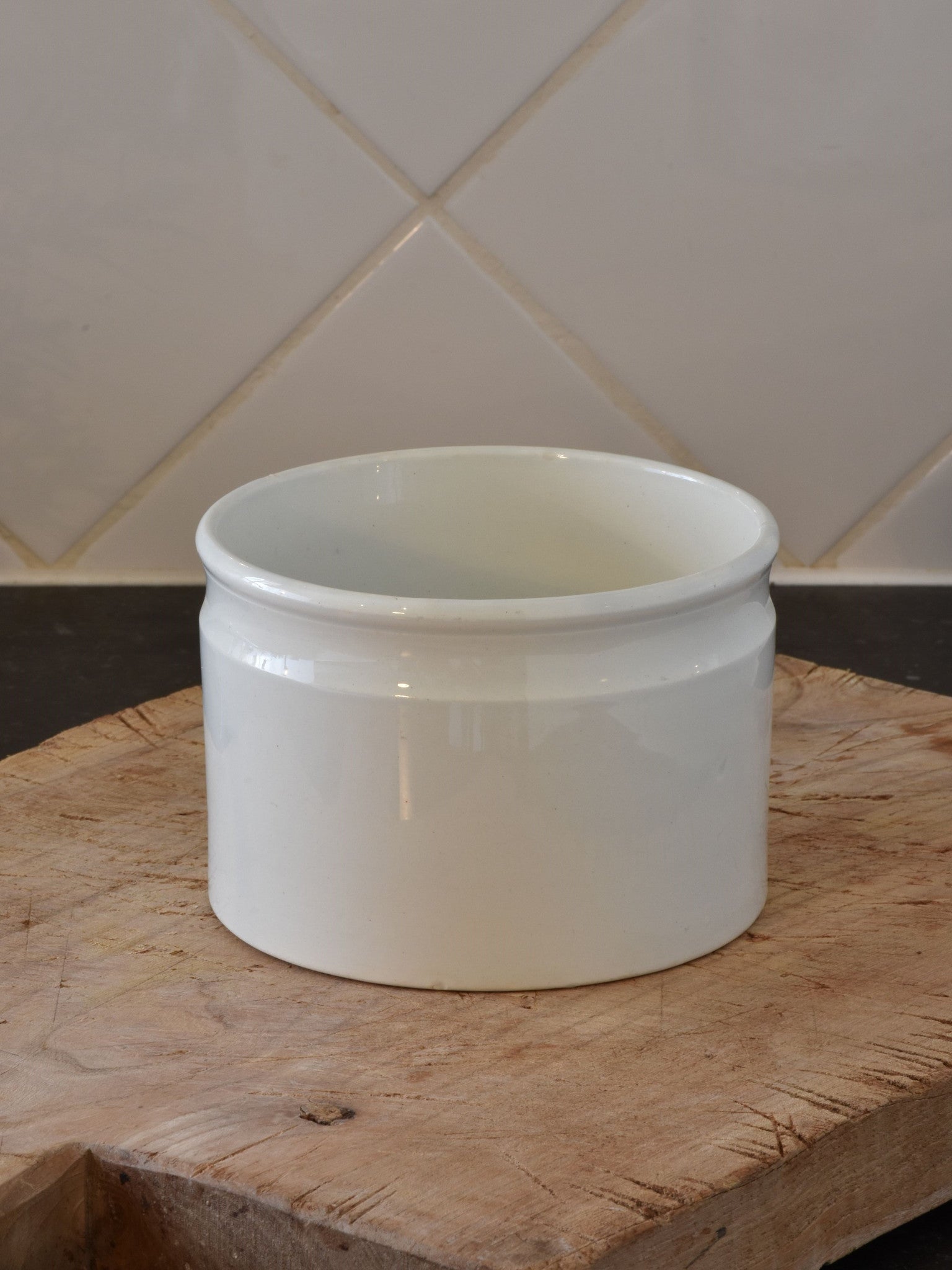 5"? French ironstone preserving jar - late 19th century 1/2