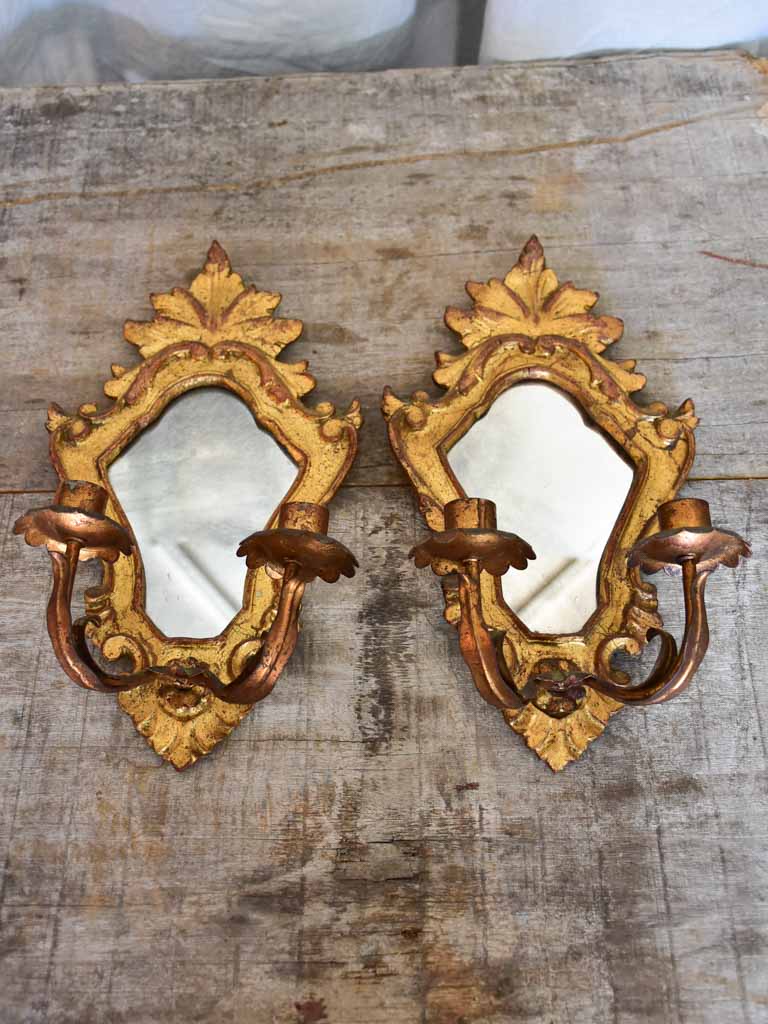 Pair of Italian Gold-Painted Candle Sconces
