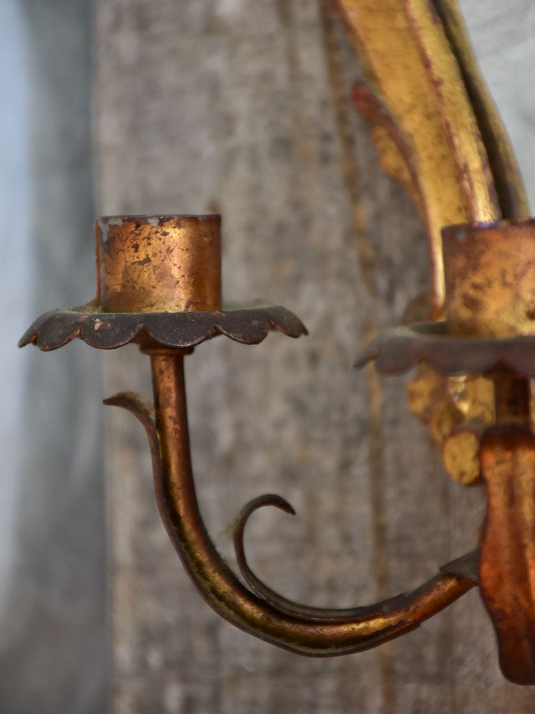 Pair of Italian Gold-Painted Candle Sconces