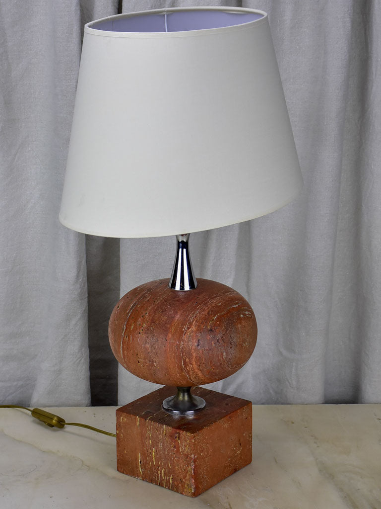 Mid century red travertine table lamp - Barbiere