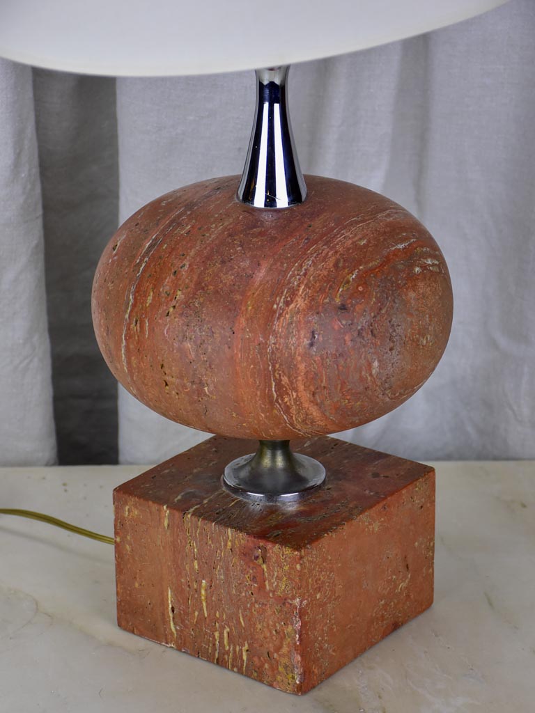 Mid century red travertine table lamp - Barbiere