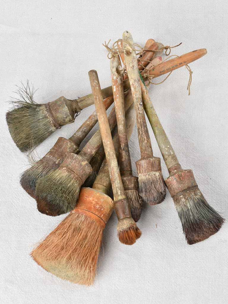 Collection of nine antique French paint brushes